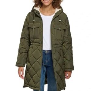 NWT Olive Green Women's Levi's® Diamond Quilted Parka Coat